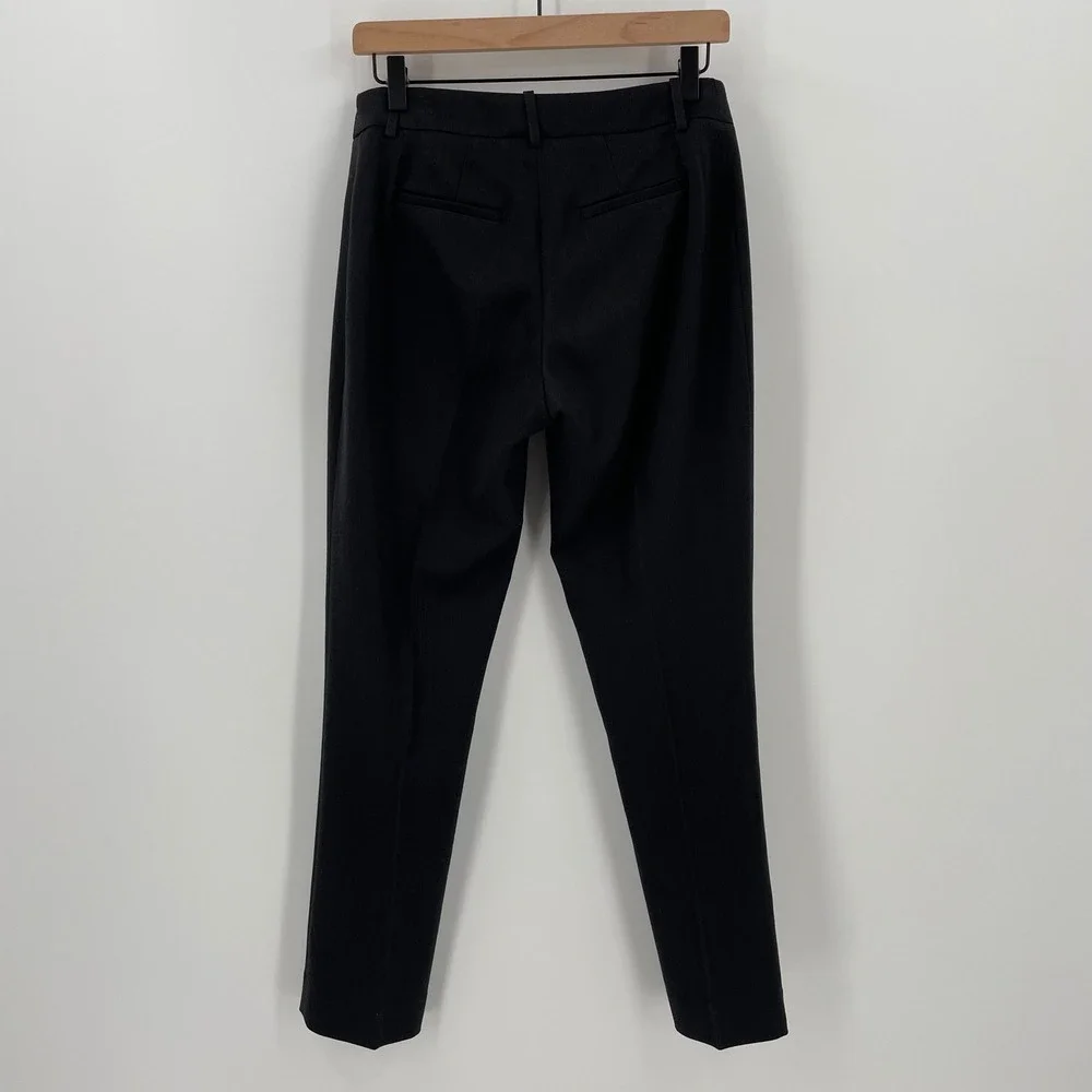Rodika Zanian Black Virgin Wool Blend Tailored Slim Leg Dress Pants Size 38